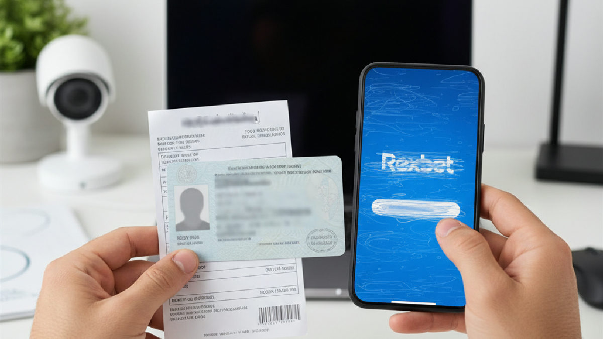 Rexbet hesabını doğrulamak için kimlik ve adres belgelerini hazırlayan bir kullanıcı.
